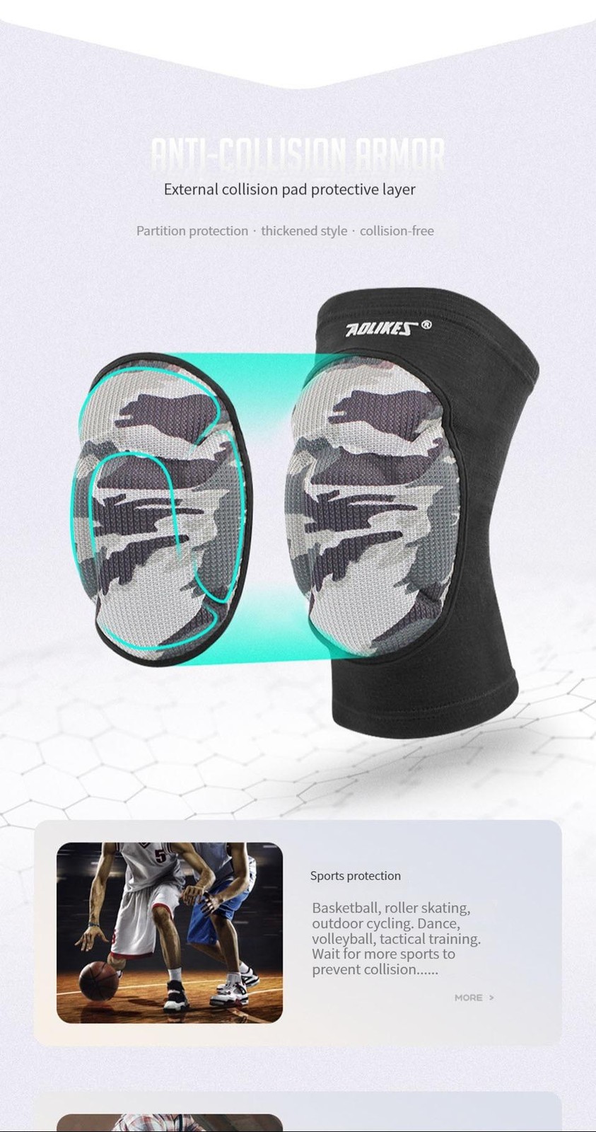 Protective Knee Pads Thick Sponge Non Slip for Basketball Volleyball Sports