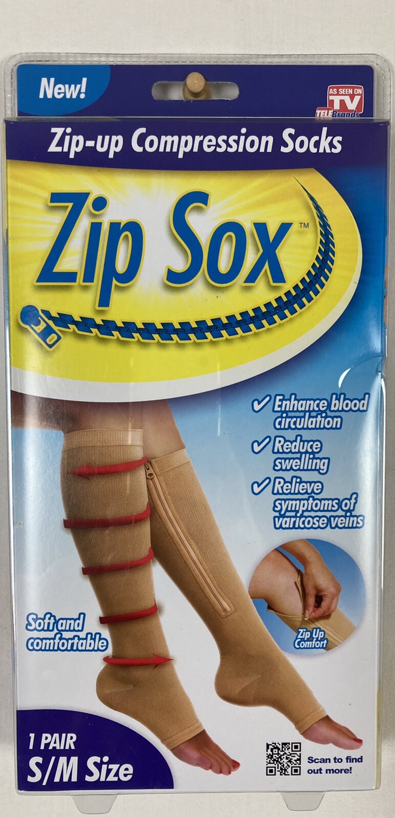 Zip Sox Toeless Zipper Controlled Compression Socks Small/Medium Black NEW