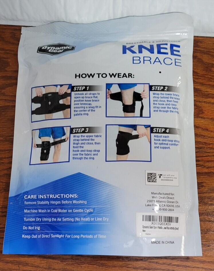 Knee Brace By Dynamic Gear Support Sleeve Dual Aluminum Hinges ~SMALL SIZE~