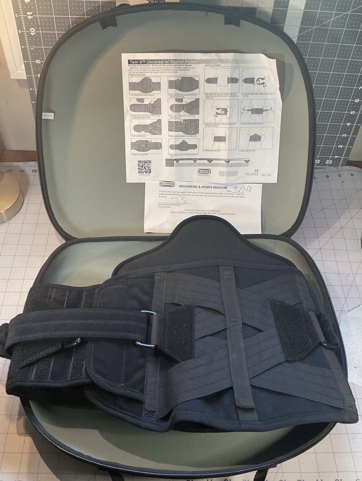 Hely & Weber Twin V Universal Brace Black Small-Large 24”-42” Orthopedic