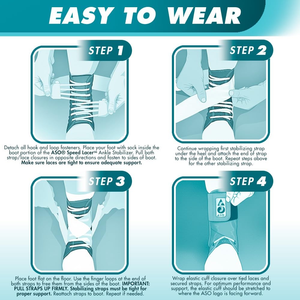ASO Speed Lacer (Medium, White) – Ankle Brace for Sprained Ankle and Peroneal…