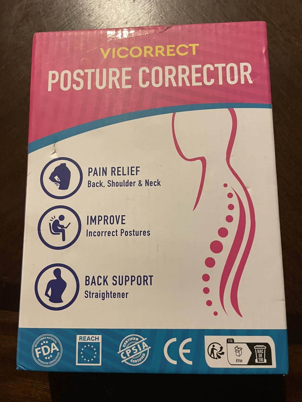 Vicorrect Posture Corrector Adjustable Upper Back Brace Small/medium