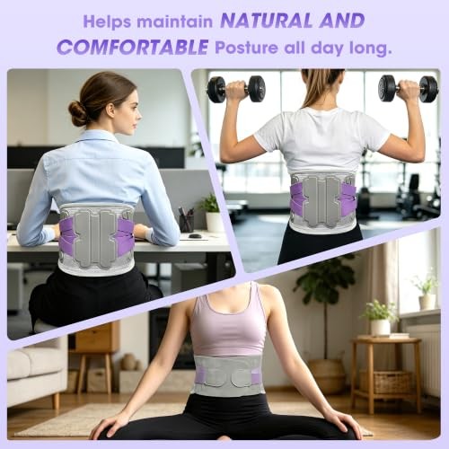 Back Support Belt, Adjustable Lower Back Brace, 2XL | 5 XX-Large Purple