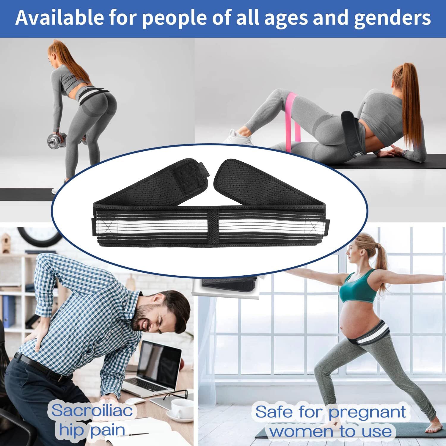 Pelvic Lower Back Hip Support Sacroiliac Belt Si Joint Pain for Women & Men