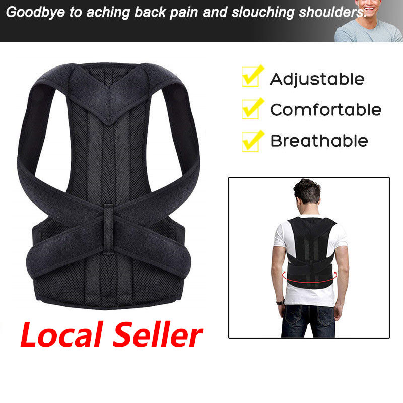 Adjustable Blue Back Support Posture Safety Brace Shoulder Belt Vest Strap US
