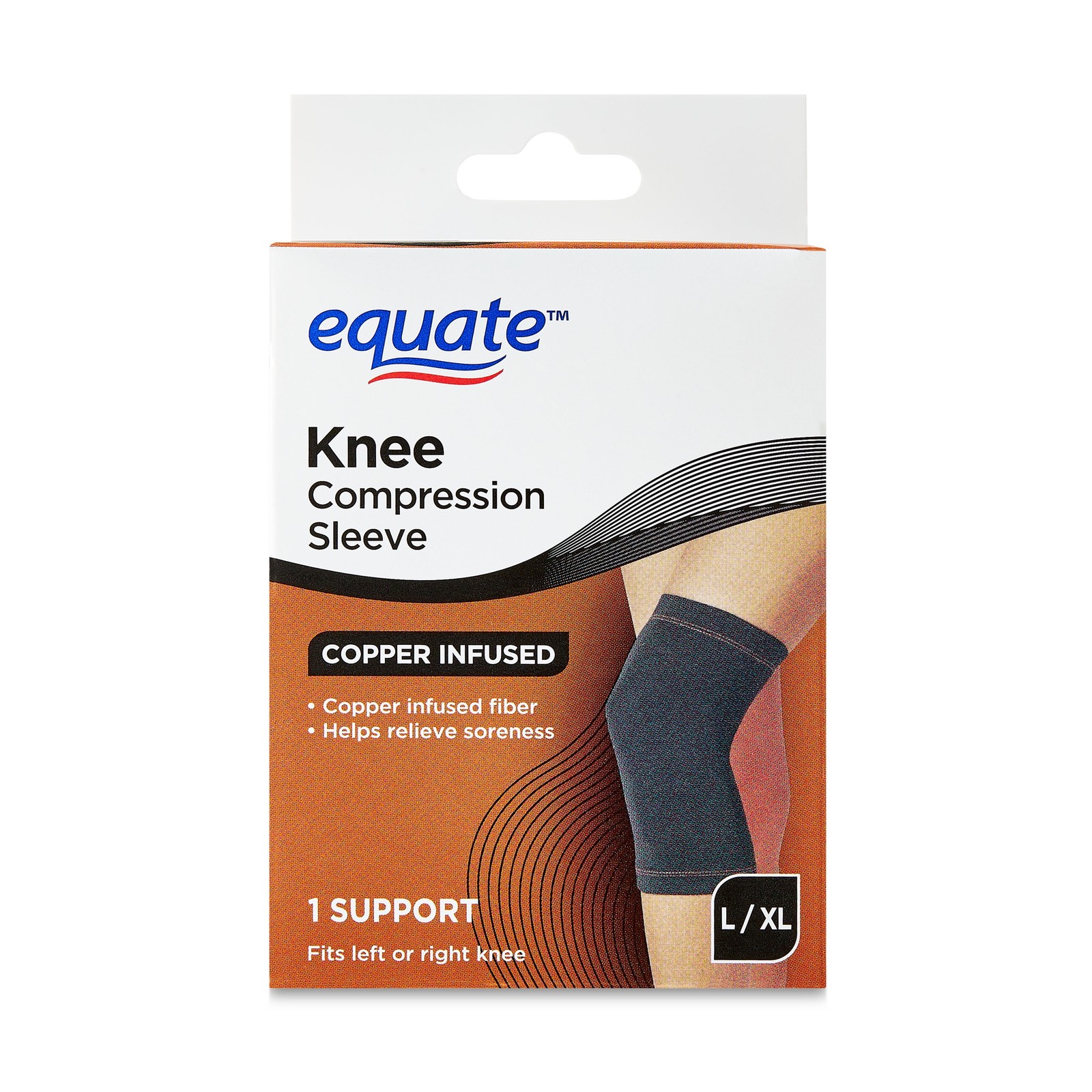 Copper Infused Knee Support Compression Sleeve, Large/Extra Large, Unisex
