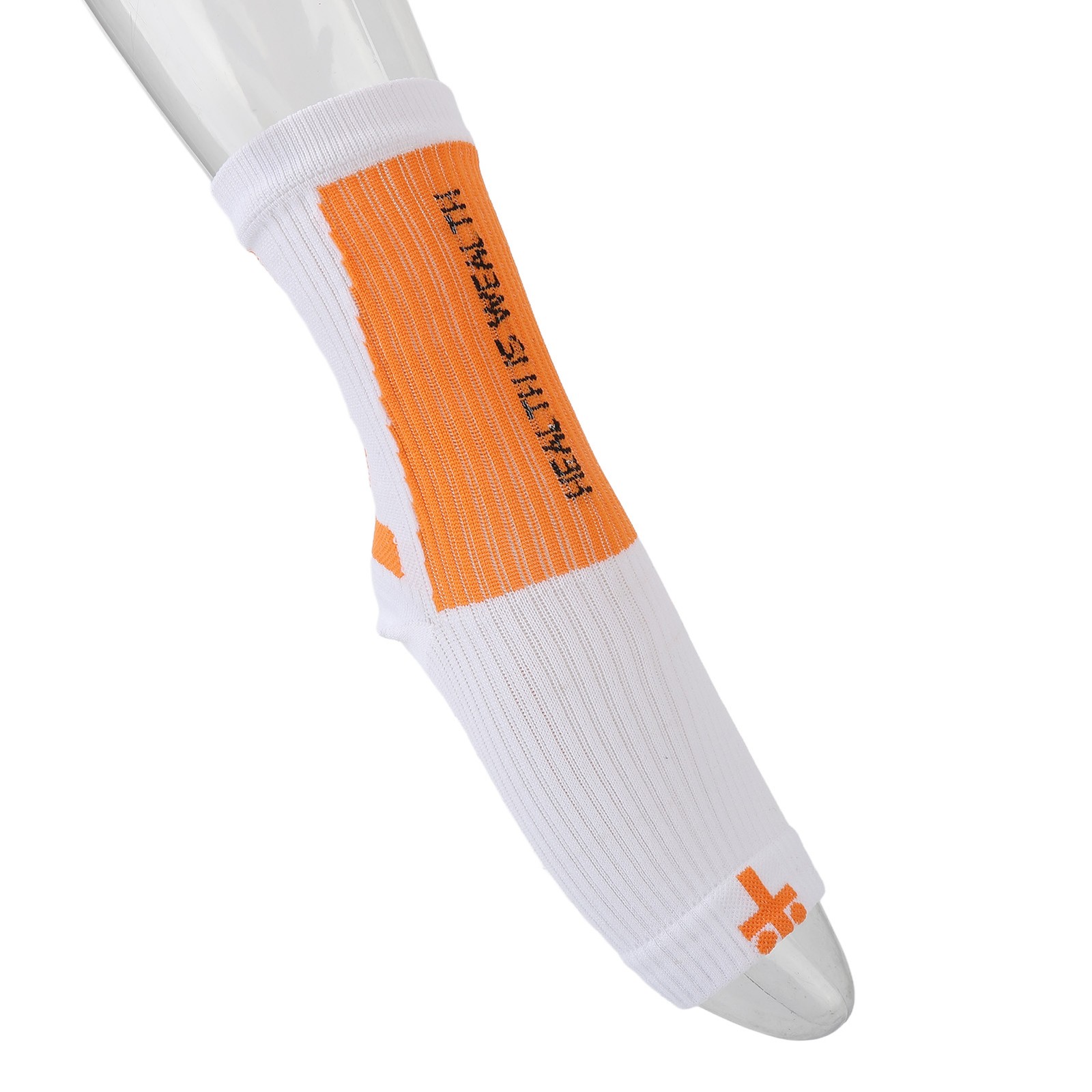 White and Orange Sports Heel Socks Ankle Protection Foot Sleeve Support WT