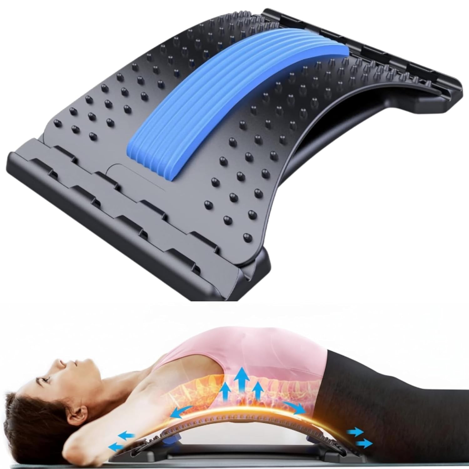Back Stretcher for Lower Back Pain Relief – 4-Level Adjustable Lumbar Support