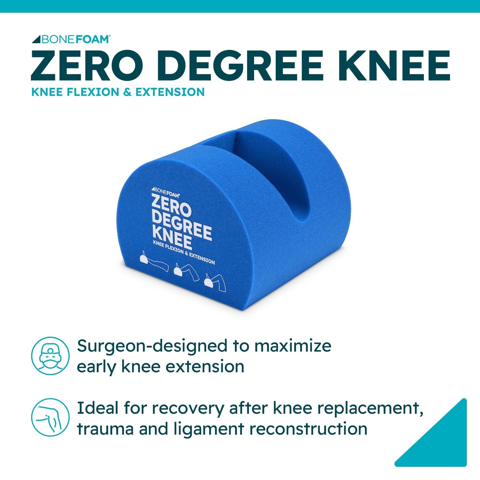 Zero Degree Knee Pillow – Surgery Knee Pillow – Knee Rehab – Foam Wedge – Phy…