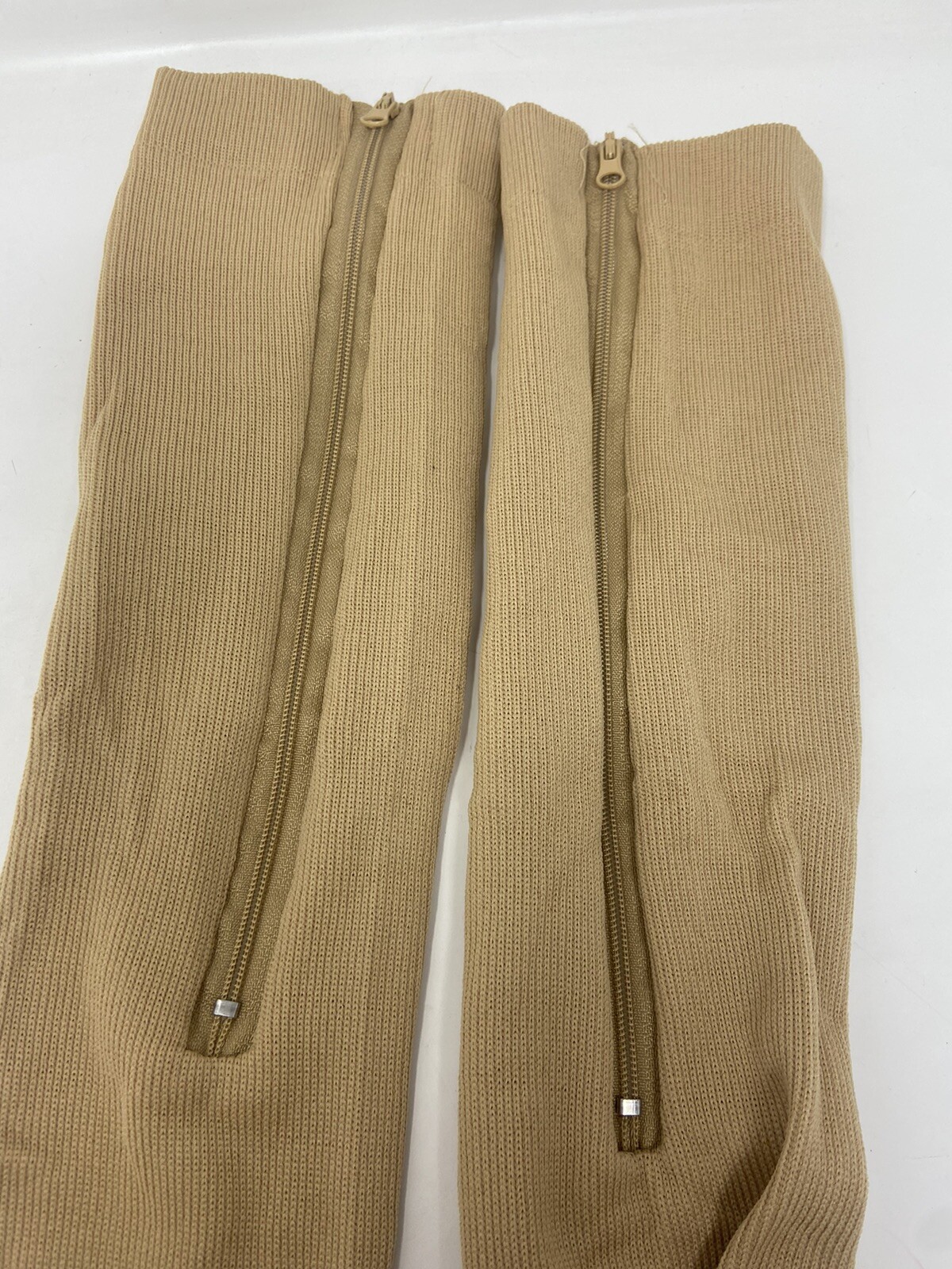Zip Up Compression Socks Support Hose Unisex Edema Diabetic Lot Of 10 L/XL Beige