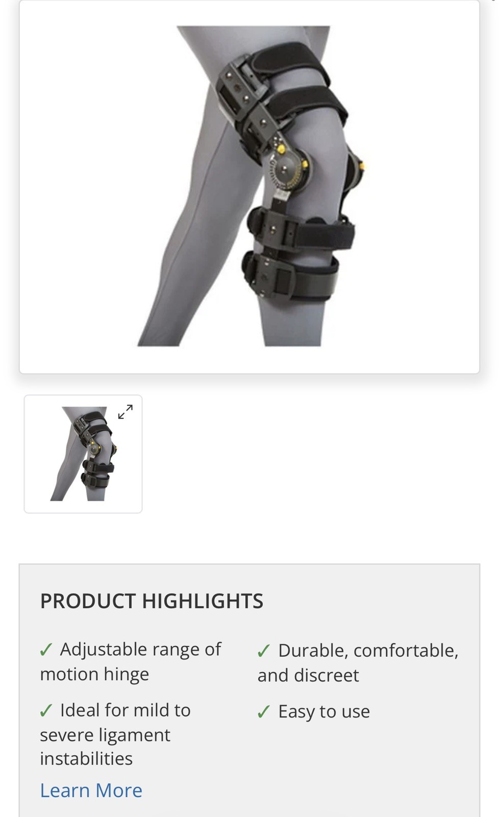 Vertaloc M Right Leg Max OA Knee Brace Support Model# USD501MOA – NEW