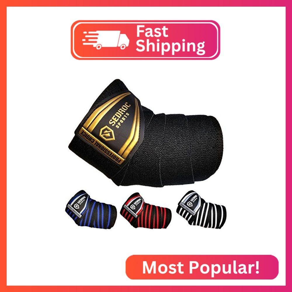 Sedroc Sports Professional Weight Lifting Elbow Wraps Powerlifting Support Sleev