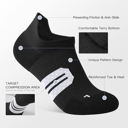 BUDERMMY Womens Ankle Compression Socks with Arch Support 6-8 Only Black