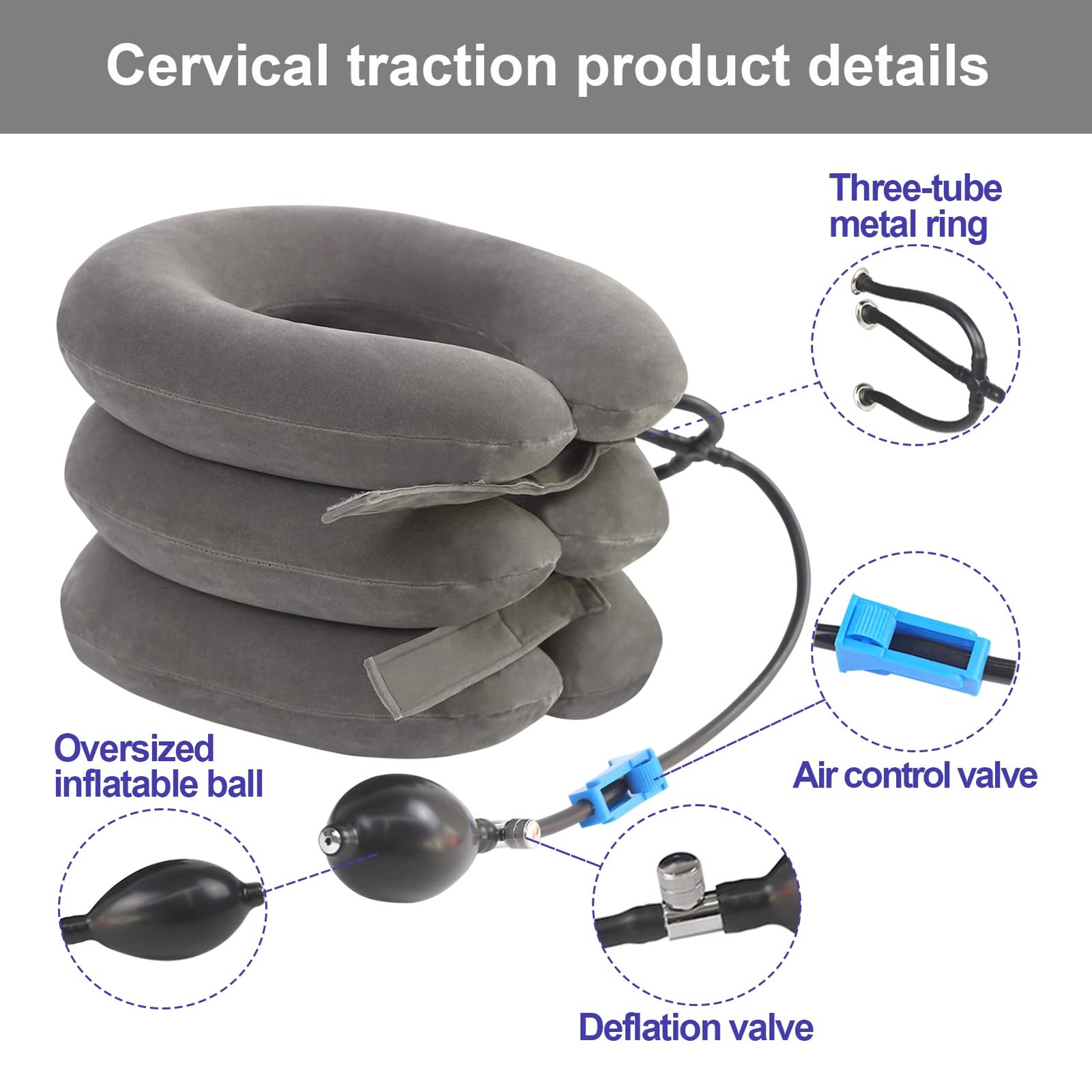 Cervical Neck Traction Device,Three Tube Quick Inflation,Relieves Neck Should…
