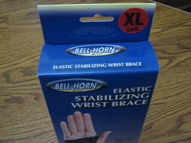 1 Bell Horn Elastic Stabilizing Wrist Brace Left XL XLarge Black Moderate Suppor