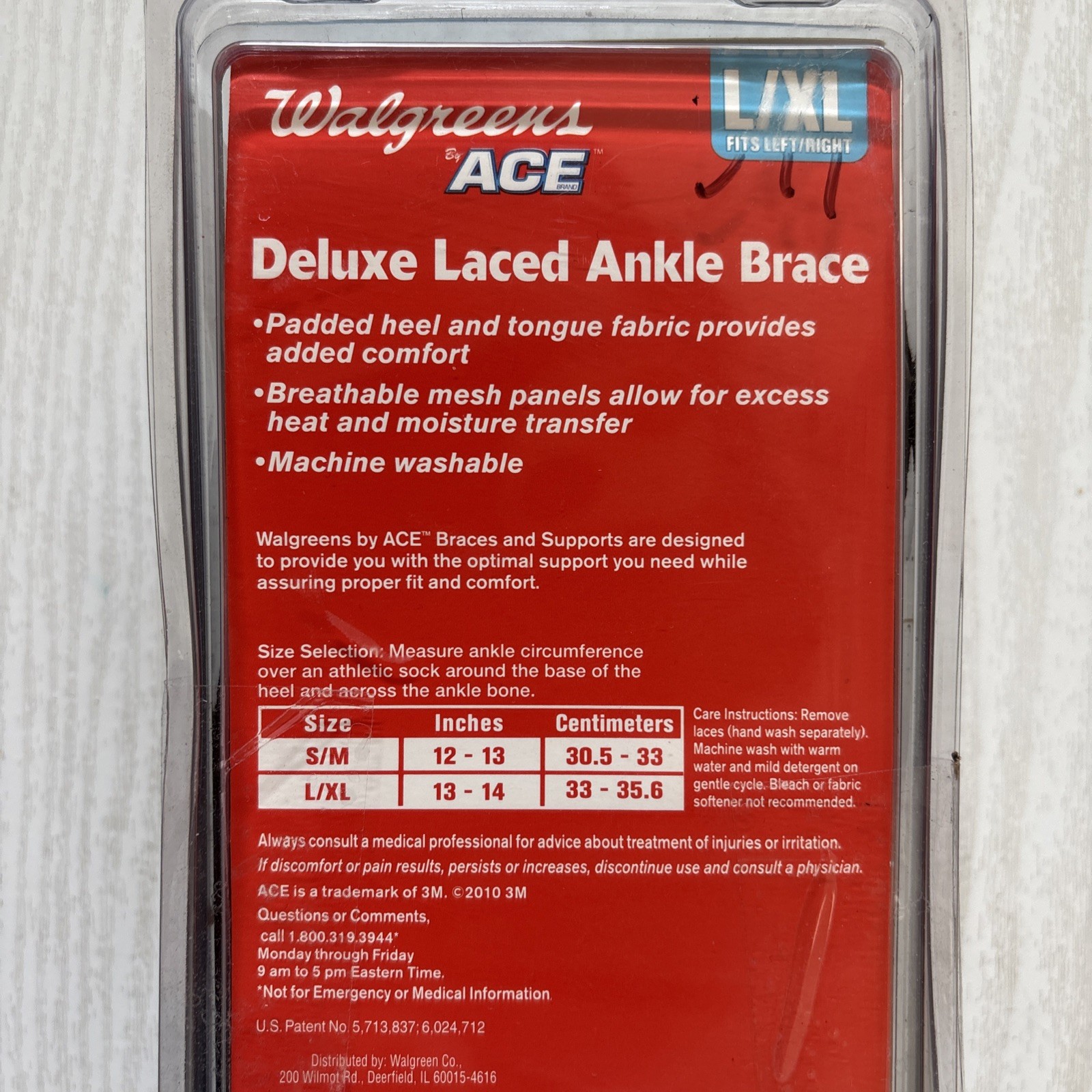 Deluxe Ankle Brace Black LG/XL Laced. Latex Free Walgreens