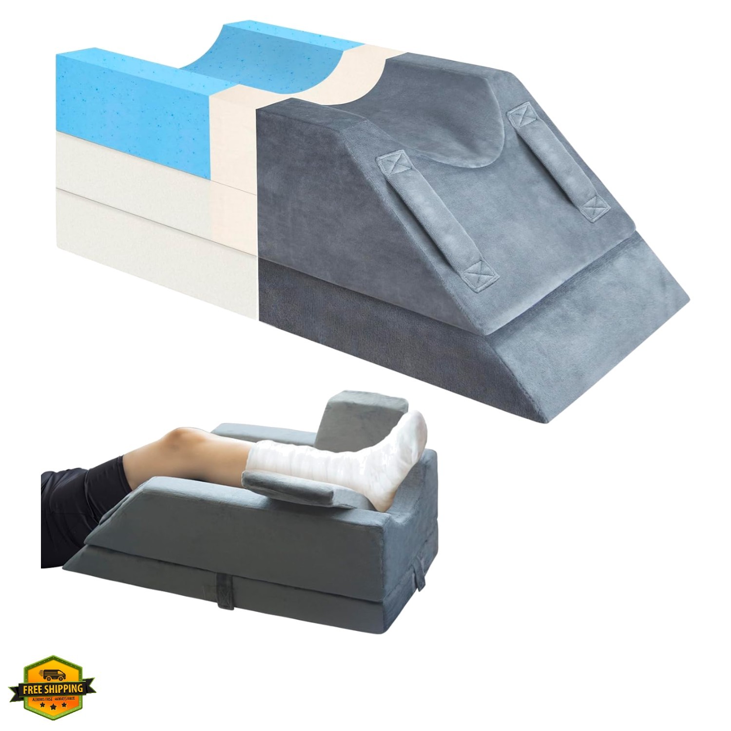4-Height Adjustable Leg Elevation Pillows for After Surgery, Injuries, or Res…