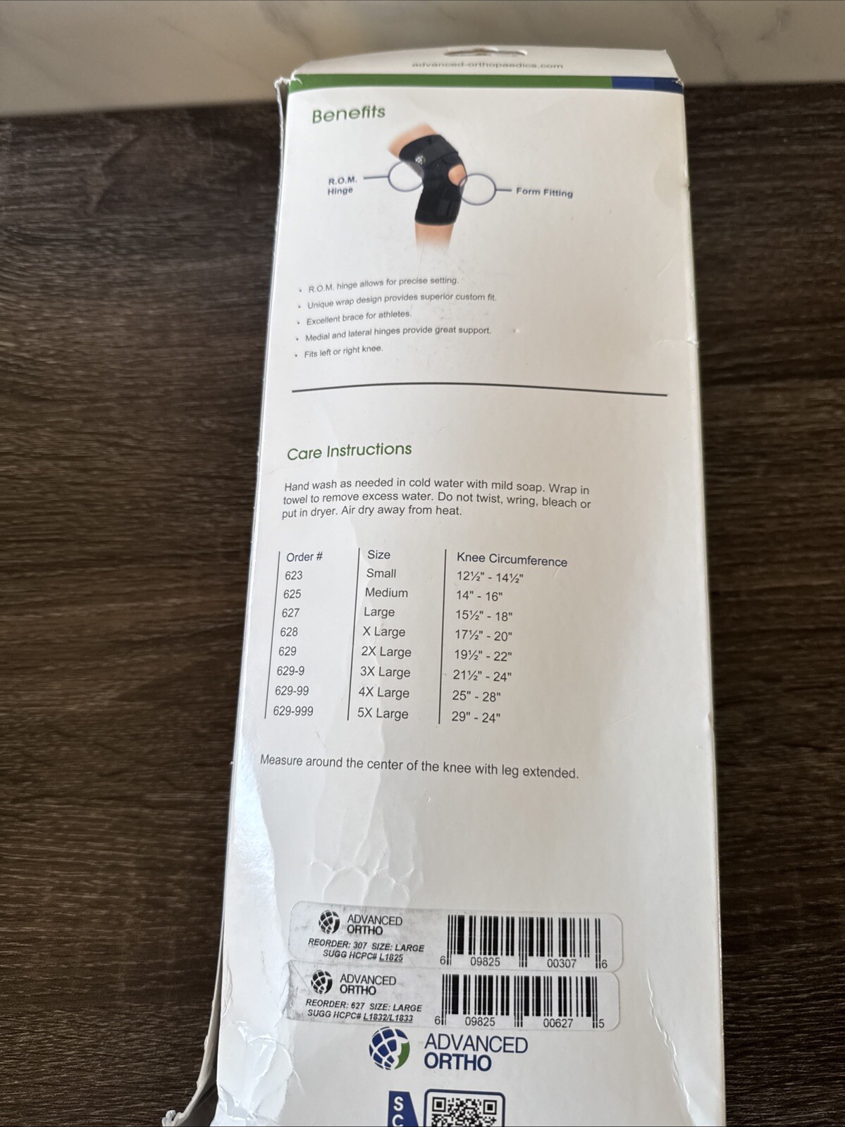Advanced Ortho Min-Knee Hinged Knee Brace 627 & Sport Sleeve Support 307 LARGE