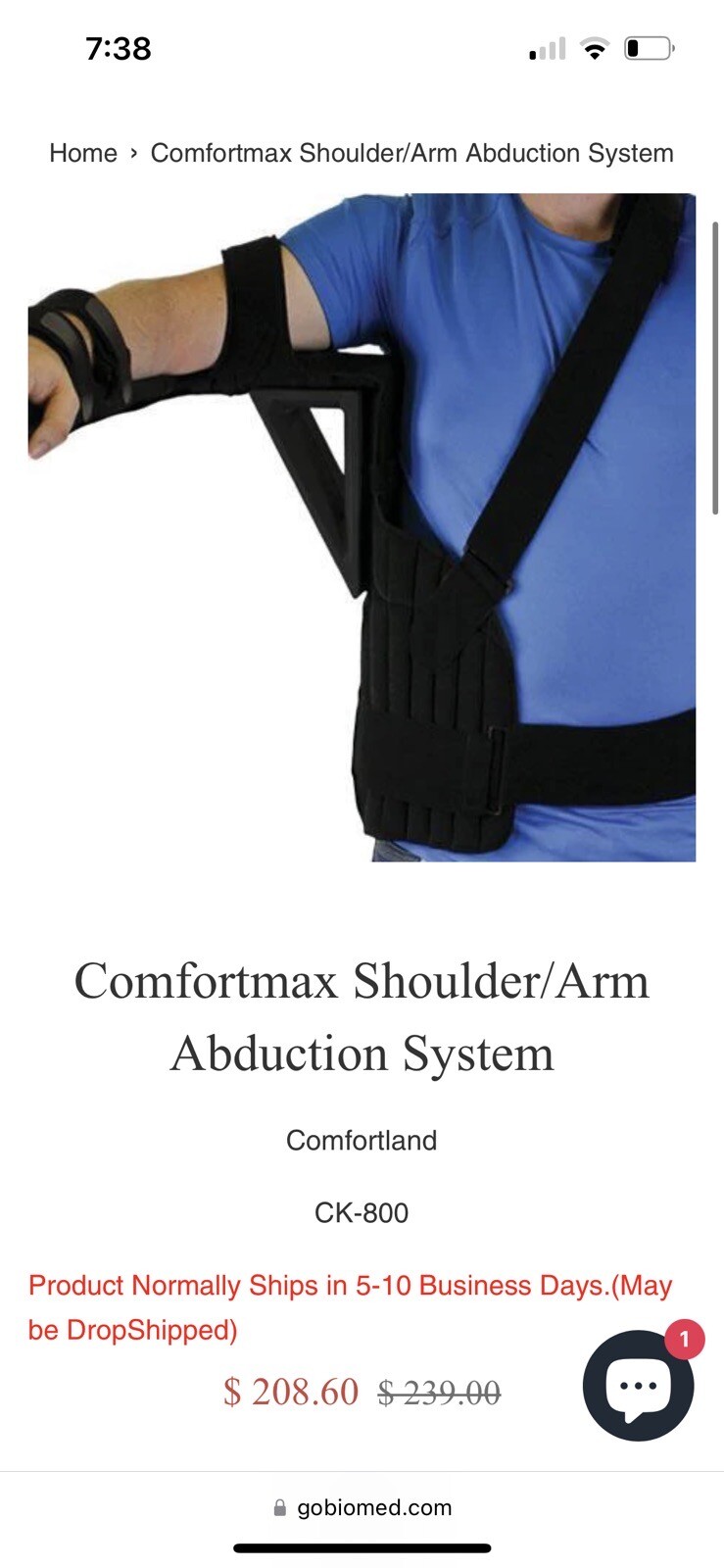 NEW Comfortland CK-800 Shoulder Arm Abduction Brace Sling Adjustable with DVD