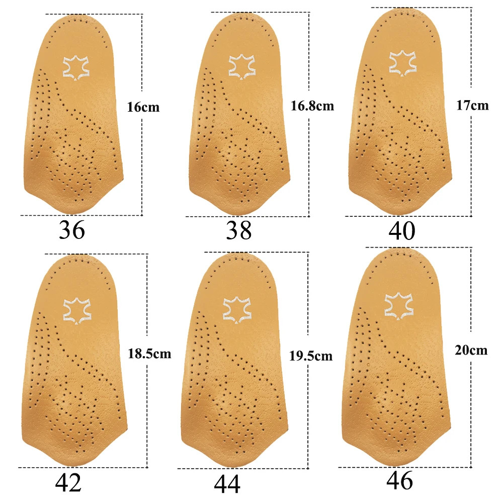 Leather orthotic Insoles OX Leg Heel Cushion for Feet Soles Relieve Foot Pain Pr