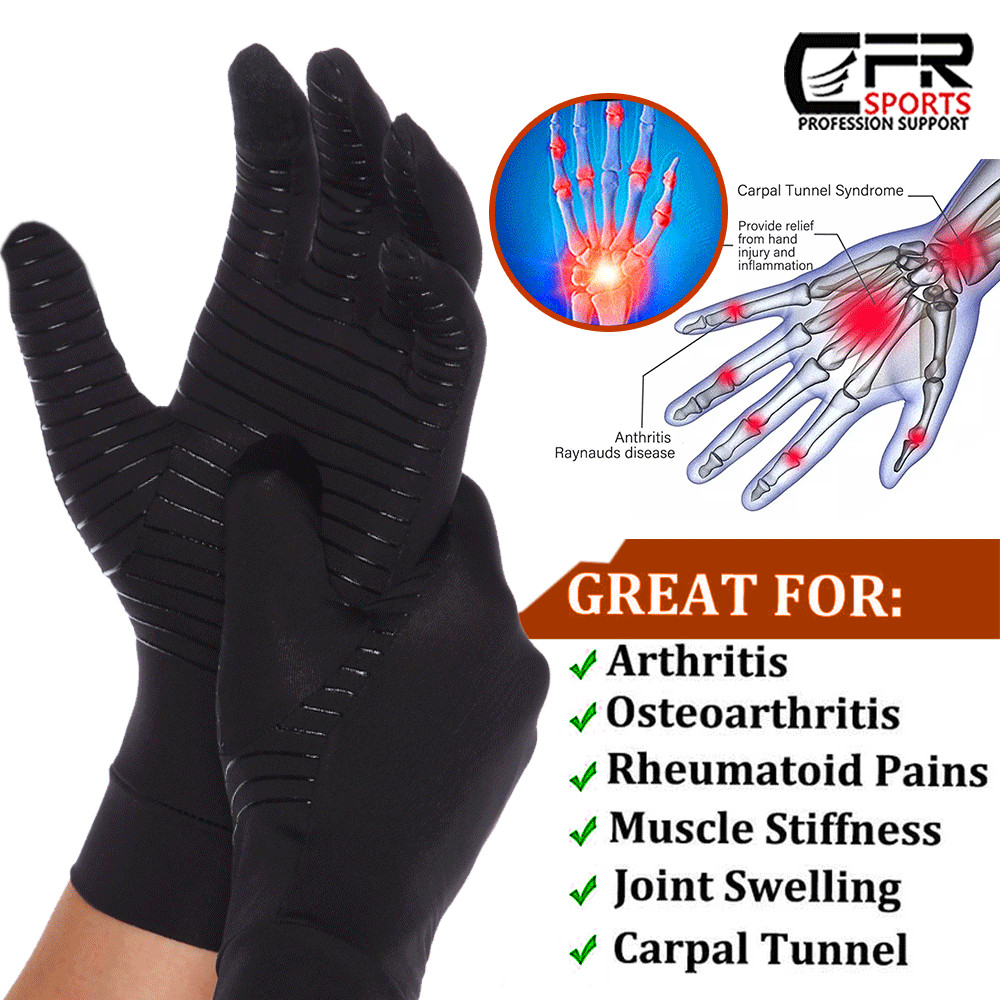 Copper Arthritis Compression Gloves Hand Support Joint Pain Relief Sport Gym CFR