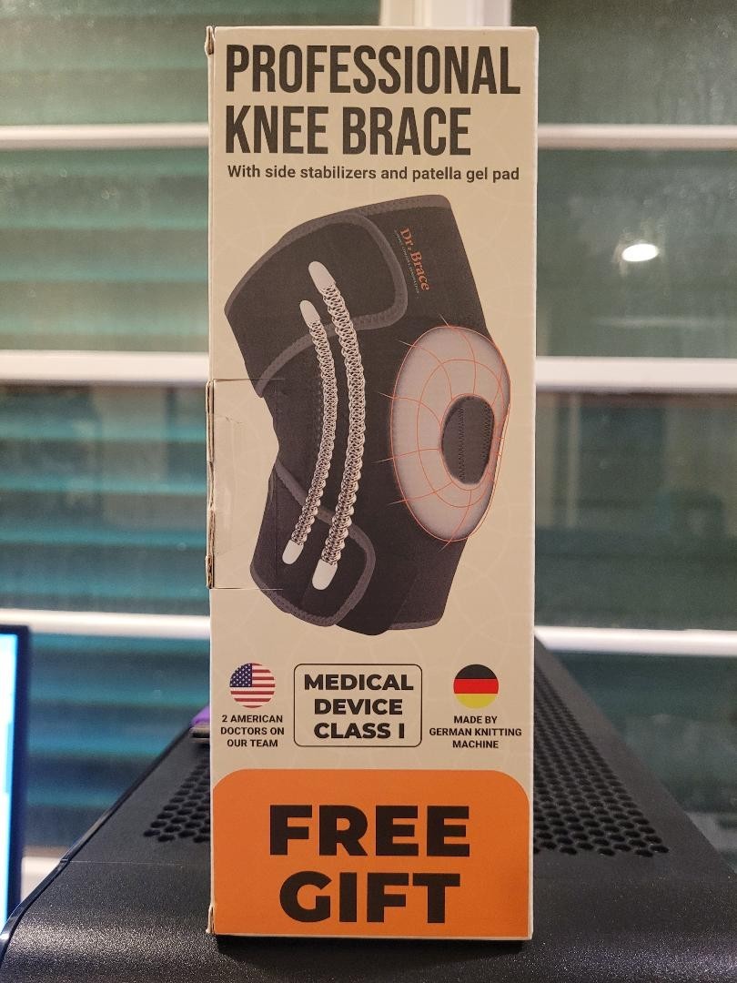 DR. BRACE Pro Knee Brace w/ Side Stabilizers & Patella Gel Pad – Size L – New!
