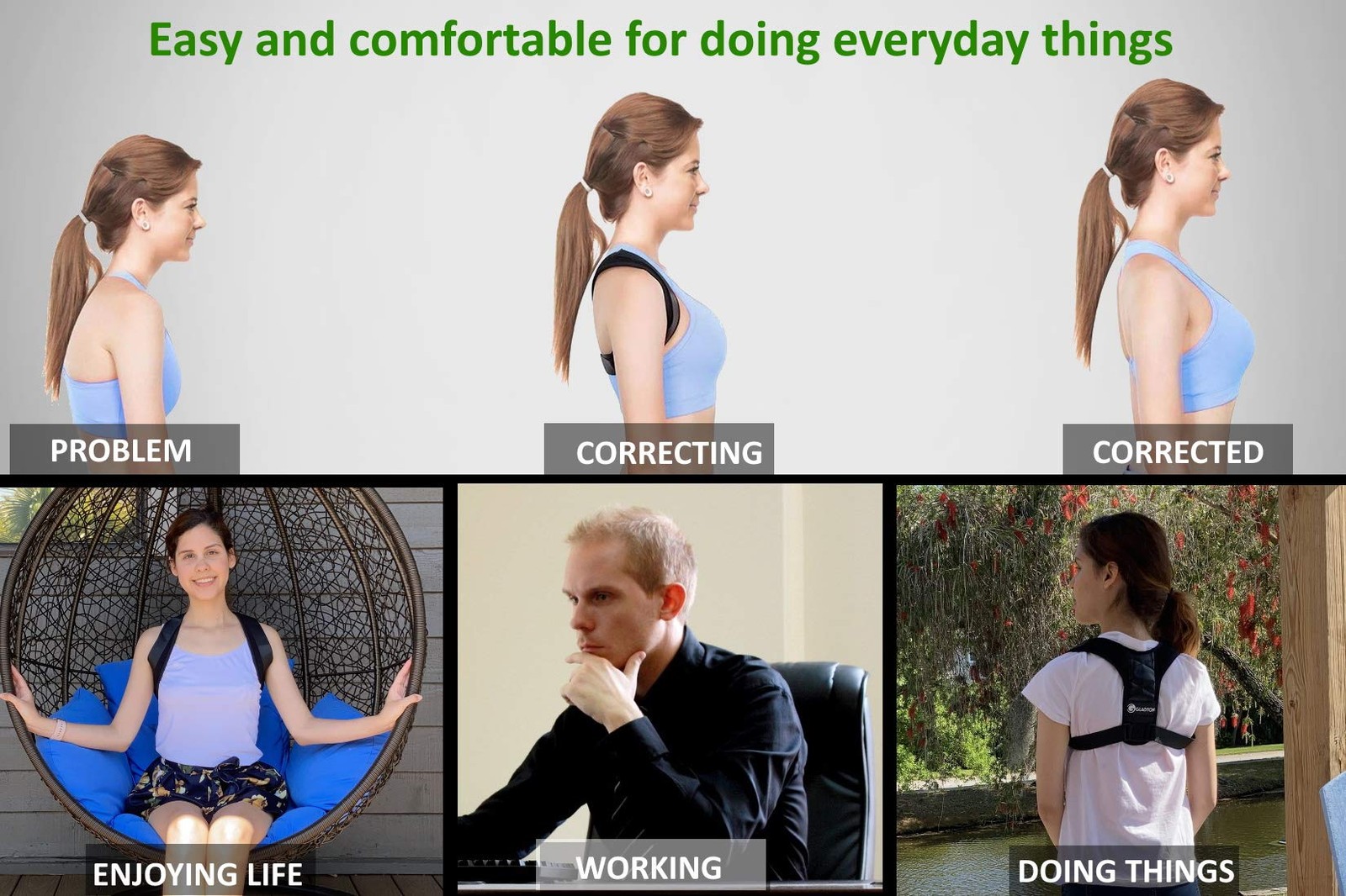 GLADTON Posture Corrector Back Brace for Men and Women. XL (up to 60″)