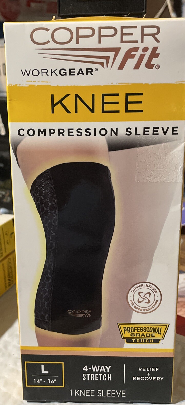 Professional Copper Fit Work Gear Knee Compression Sleeve Unisex Large 14″-16″