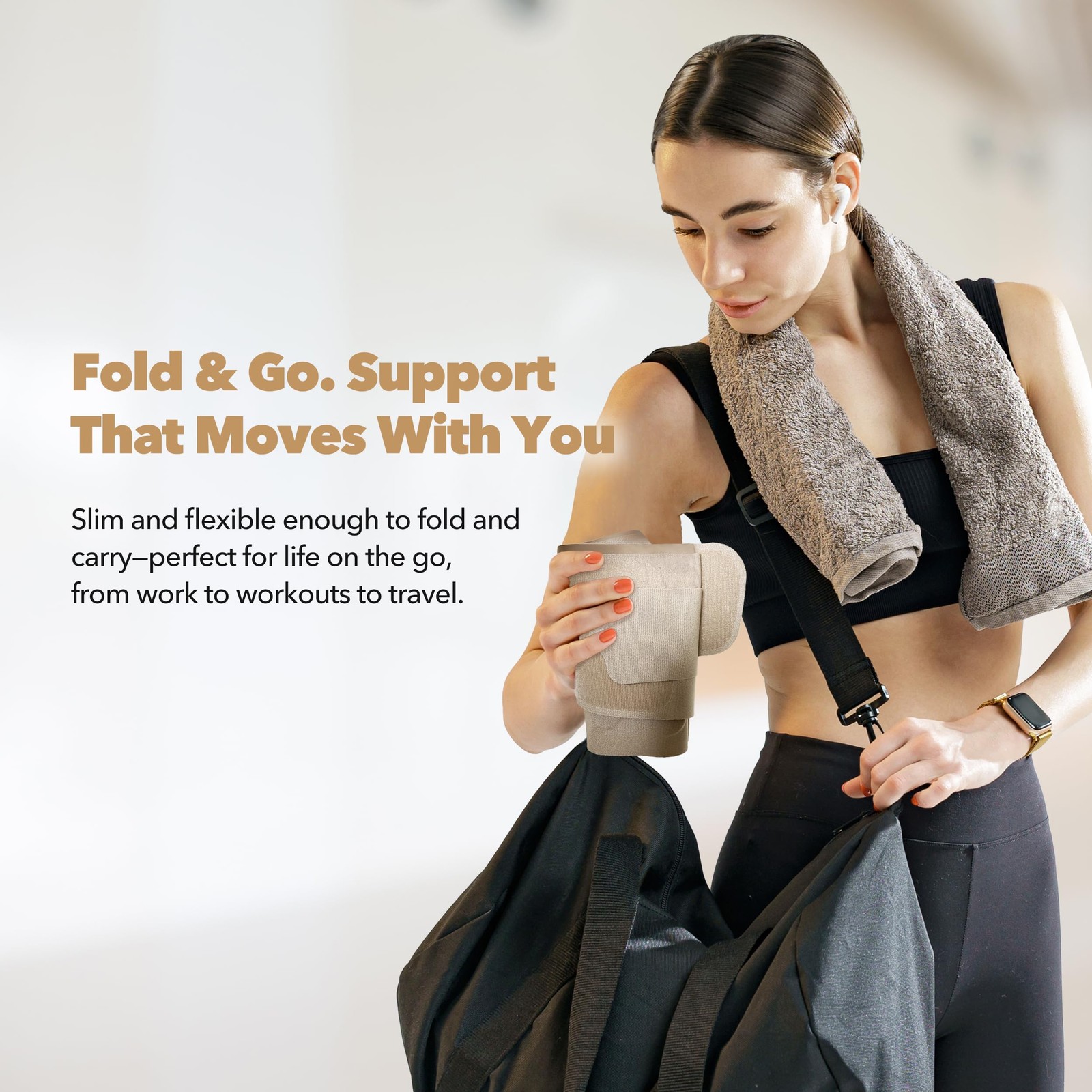 Slim Fit Lower Back Brace UltraThin Ergonomic Resin Support Beige Medium