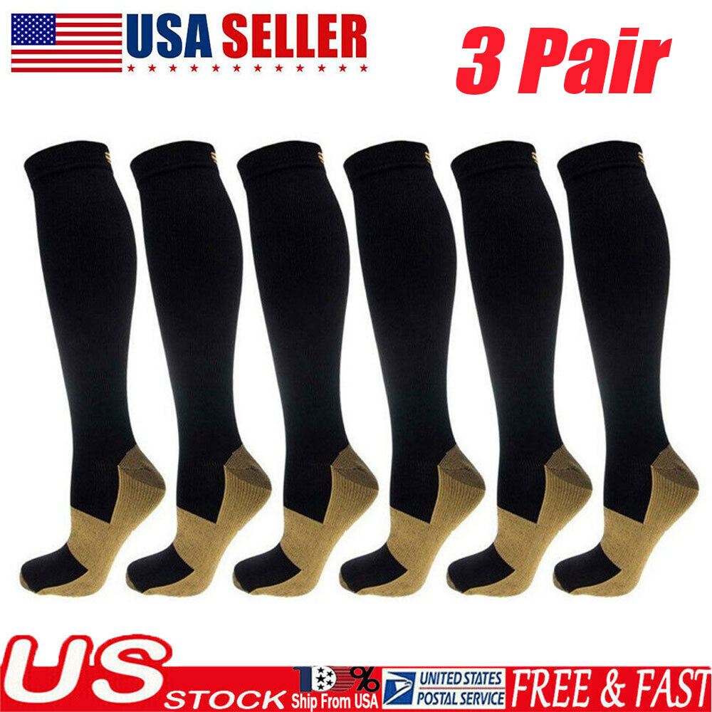 3x Graduated Compression Stockings 20-30mmhg Pain Reliving Socks Wide Calf Socks