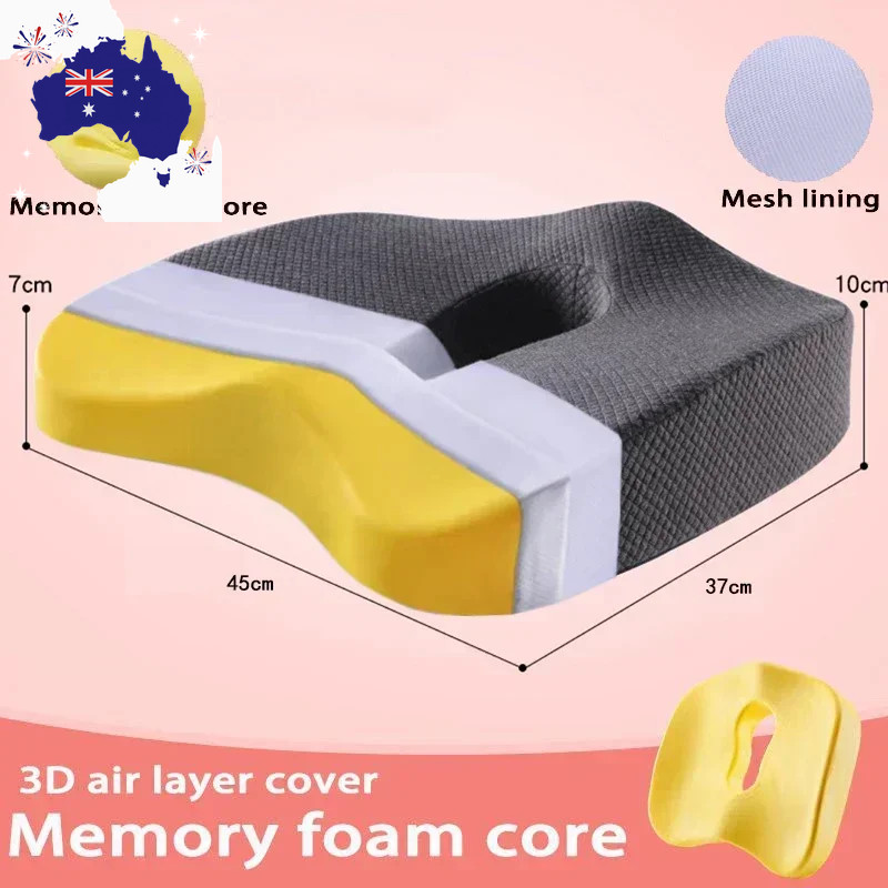 Memory Foam Seat Cushion Orthopedic Pillow Coccyx Office Chair Cushion Support W