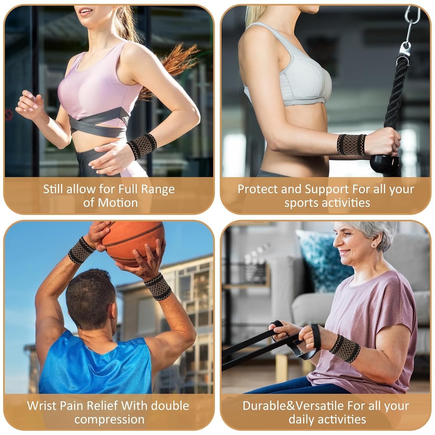 Copper Wrist Compression Sleeves for Pain Relief & Support – Adjustable, Brea…