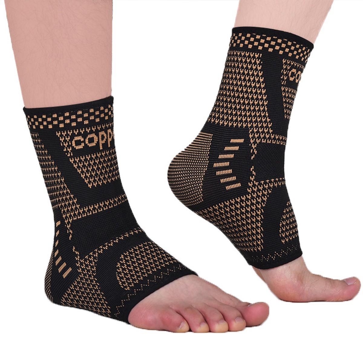 2 PCS Copper Ankle Support Brace Compression Strap Achilles Tendon Sprain Sports