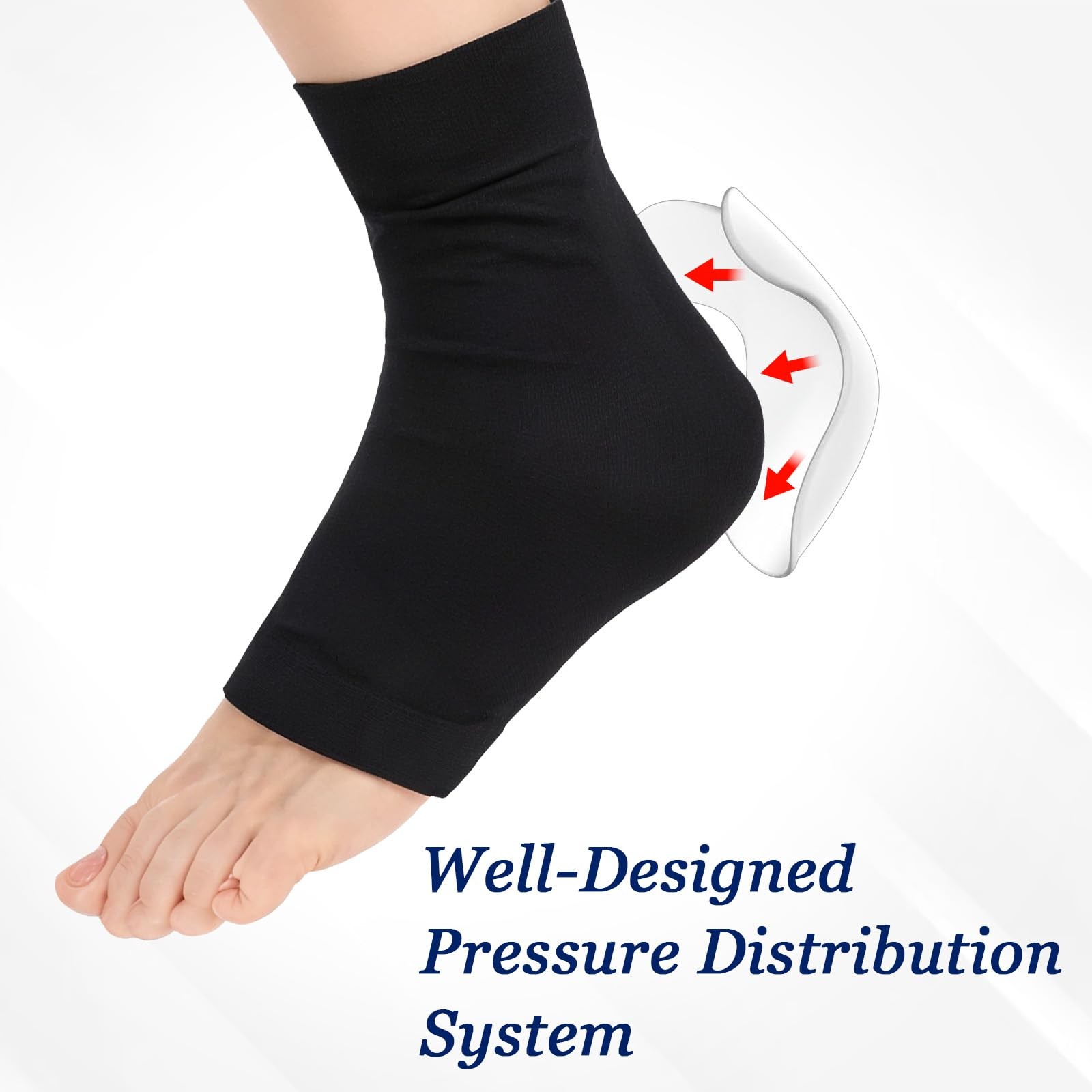 2 Pcs Achilles Tendon Heel Protector Compression Padded Sleeve Socks