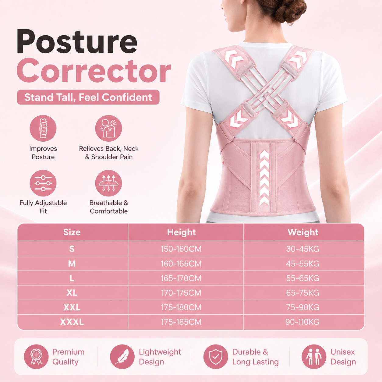 Back Brace Posture Corrector for Women and Men, Shoulder Straightener Adjustable