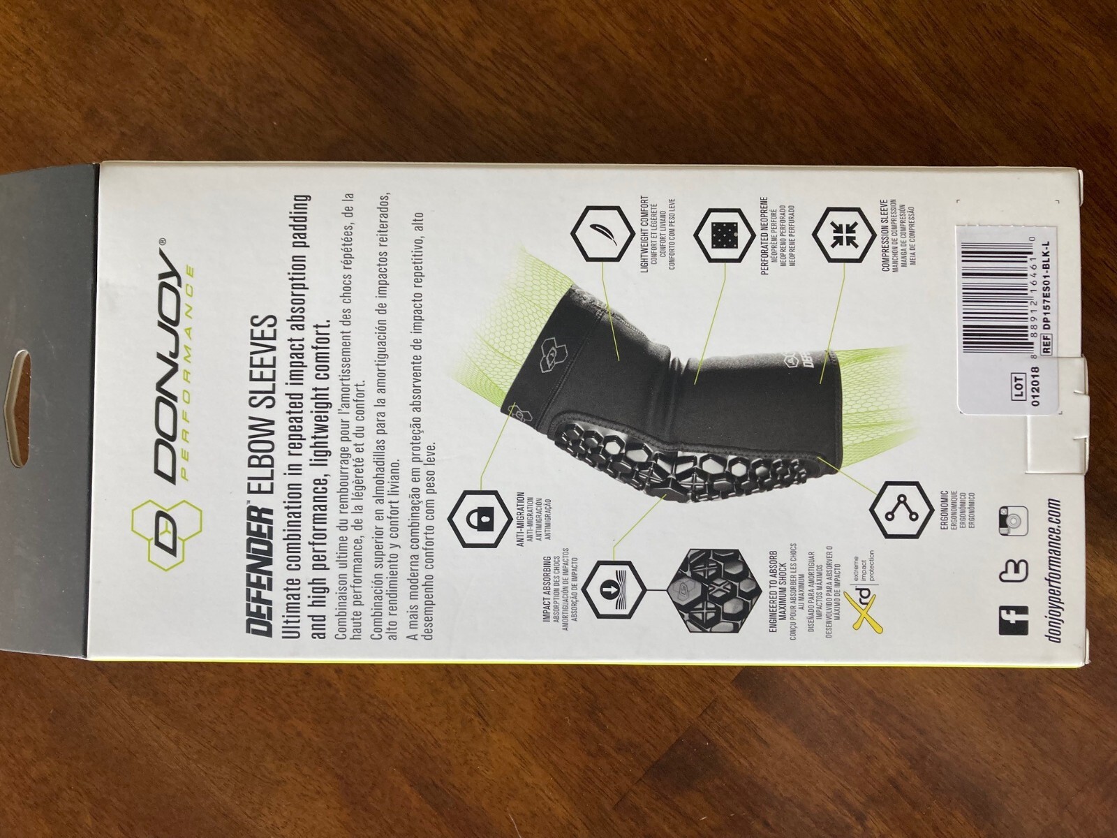 DonJoy Performance Defender Elbow Sleeves Pads – Shock Absorbing  (1 Pair) Large