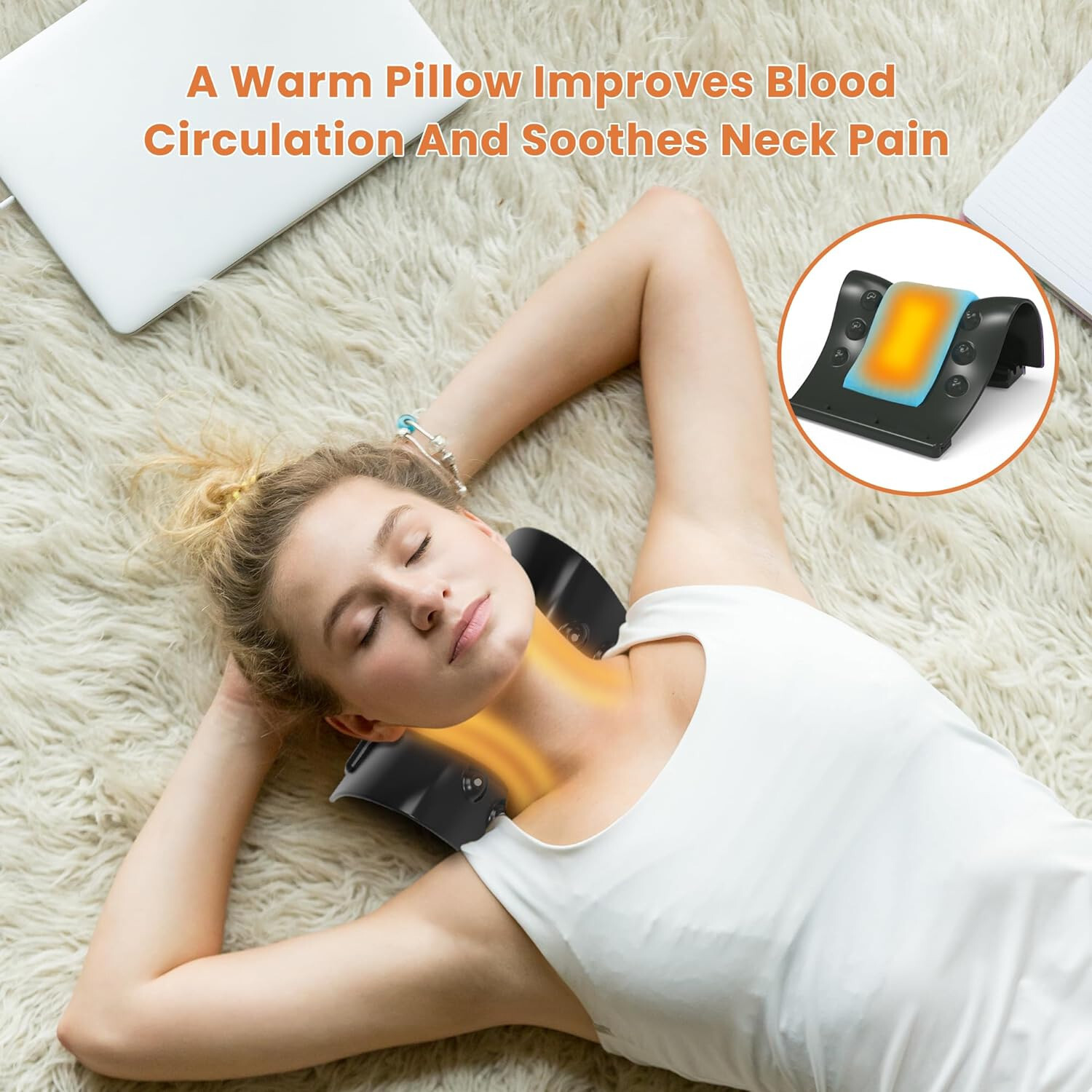 Heated Cervical Neck Traction Device for Neck Muscle Tension Stress Pain Relief
