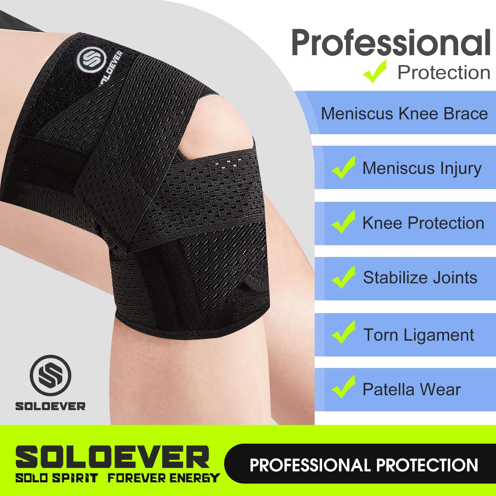 Knee Brace for Women Men Breathable Compression Knee Support with Side Stabi…