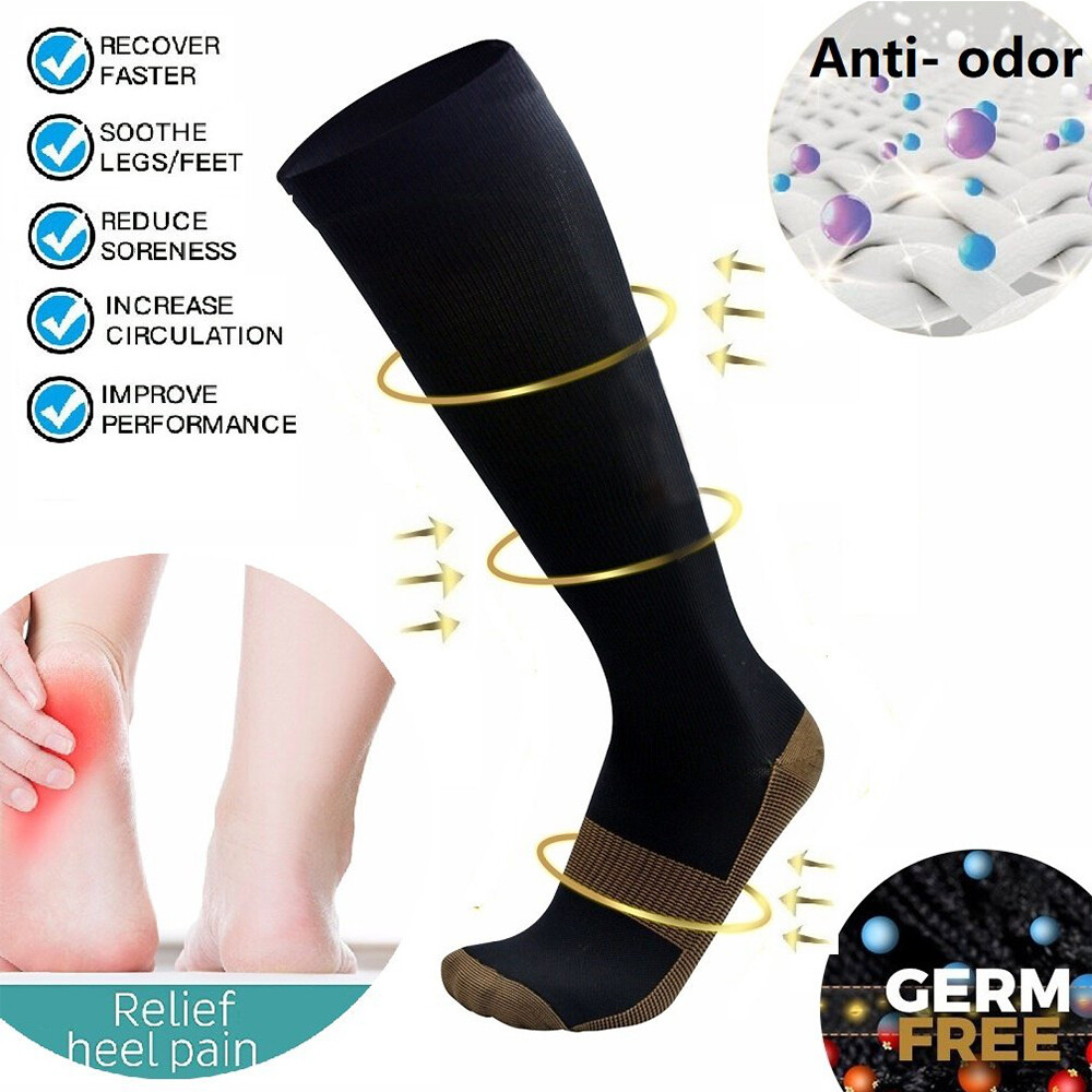 Copper Compression Socks 15-20mmHg Best for Men Women Running Athletic Medical *