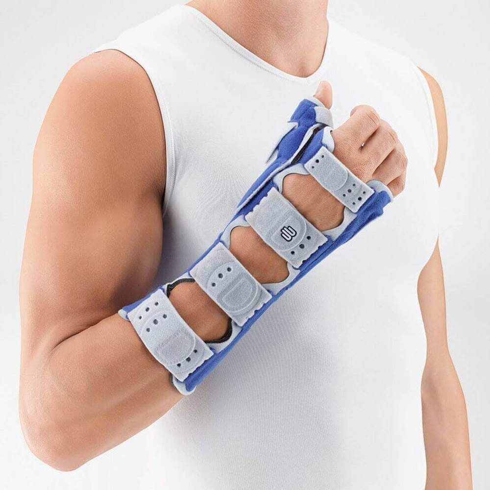 Bauerfeind Wrist Brace Bracelet & Forearm Manuloc Rhizo Long Right Blue/Grey