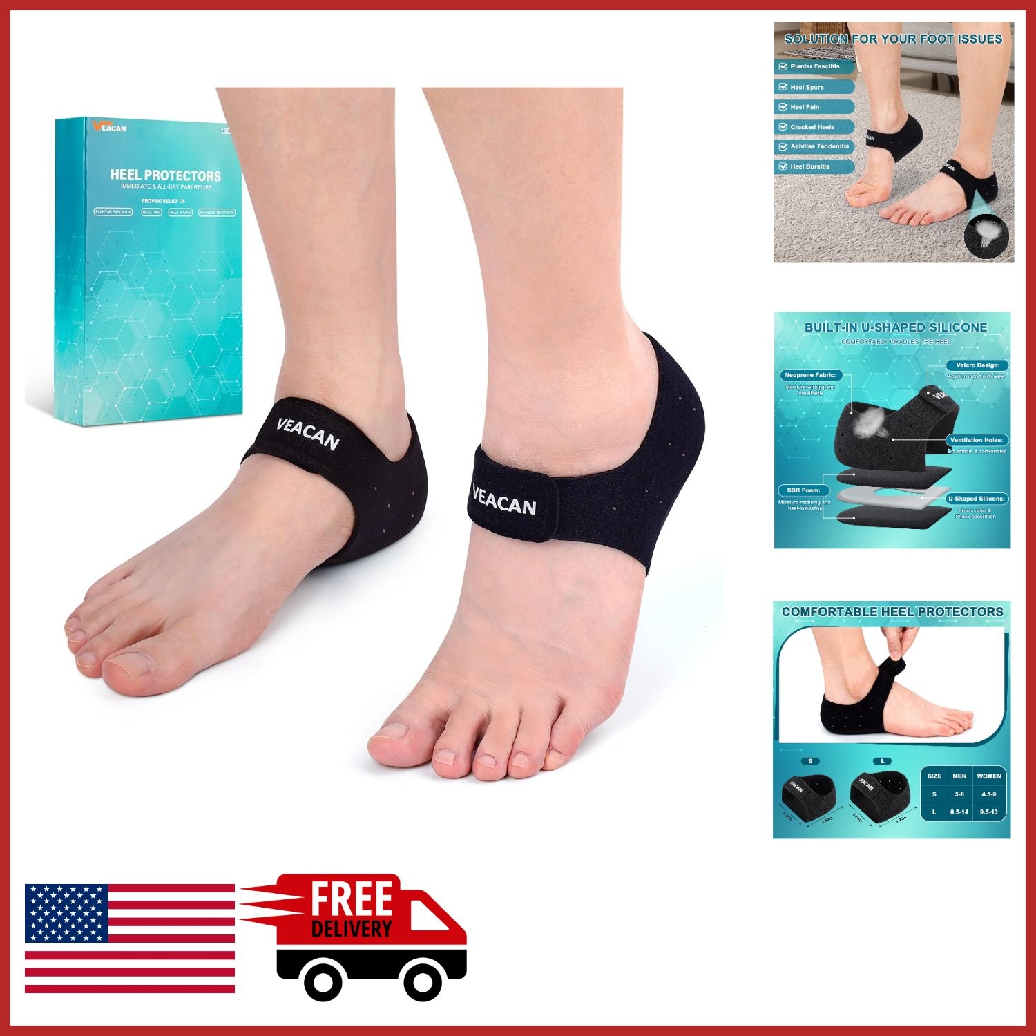 Heel Protectors for Plantar Fasciitis Pain Relief & Achilles Tendonitis