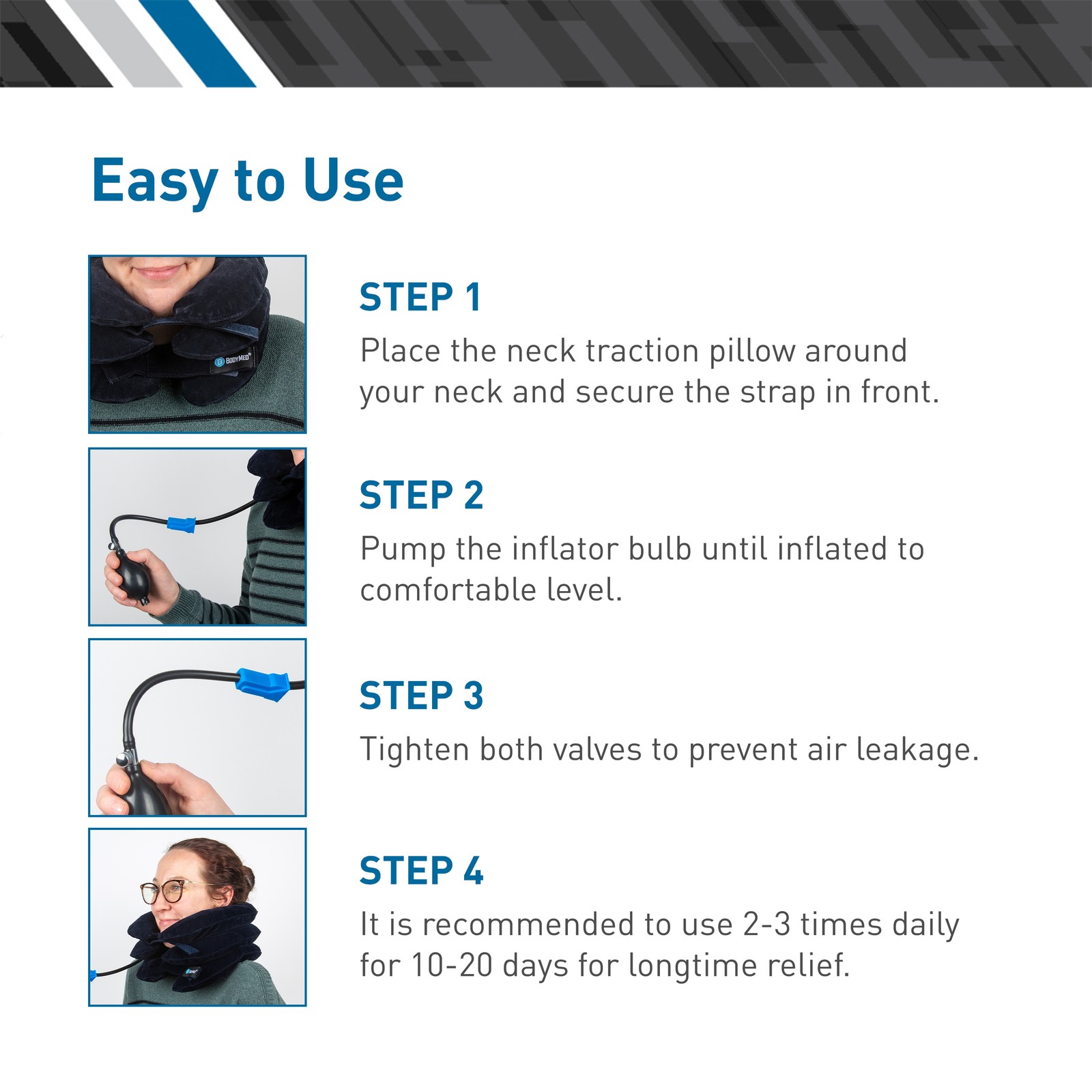 Body Sport Cervical Traction Collar Neck Brace, Decompression and Compression