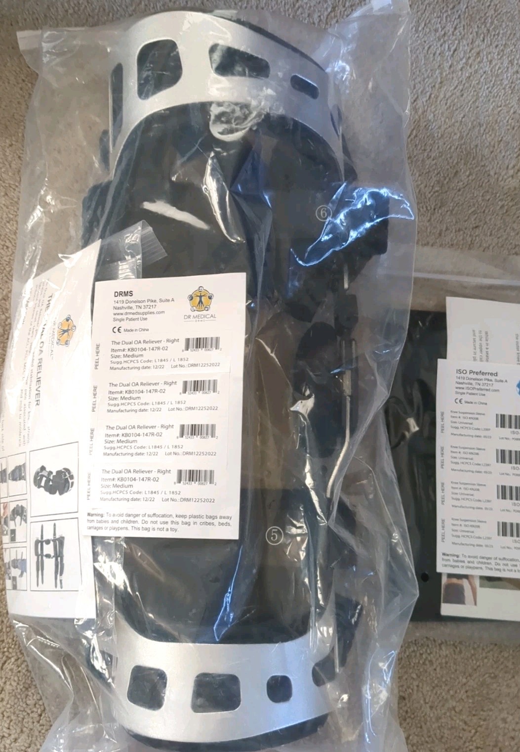 Dr Medical Knee Brace Medium Right Dual OA Reliever KB0104-147R-02