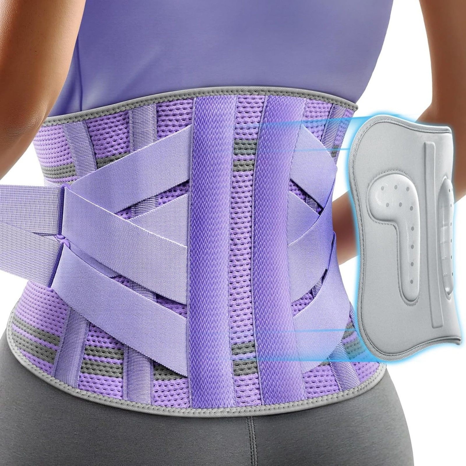 Women’s Back Brace Purple Size M Adjustable Breathable Lumbar Support