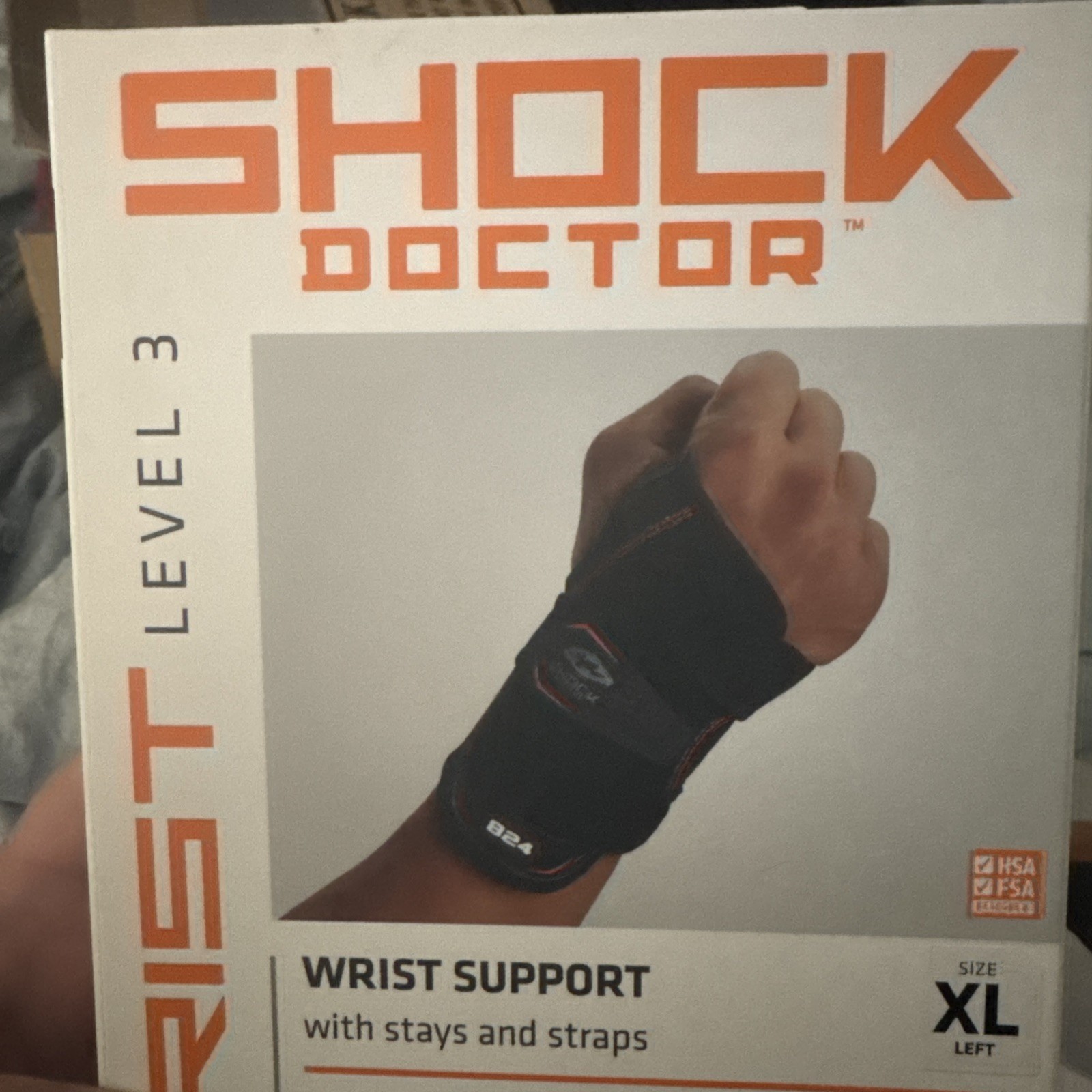 Shock Doctor 824 Left Wrist Support 3-Strap XL Black, Level 3