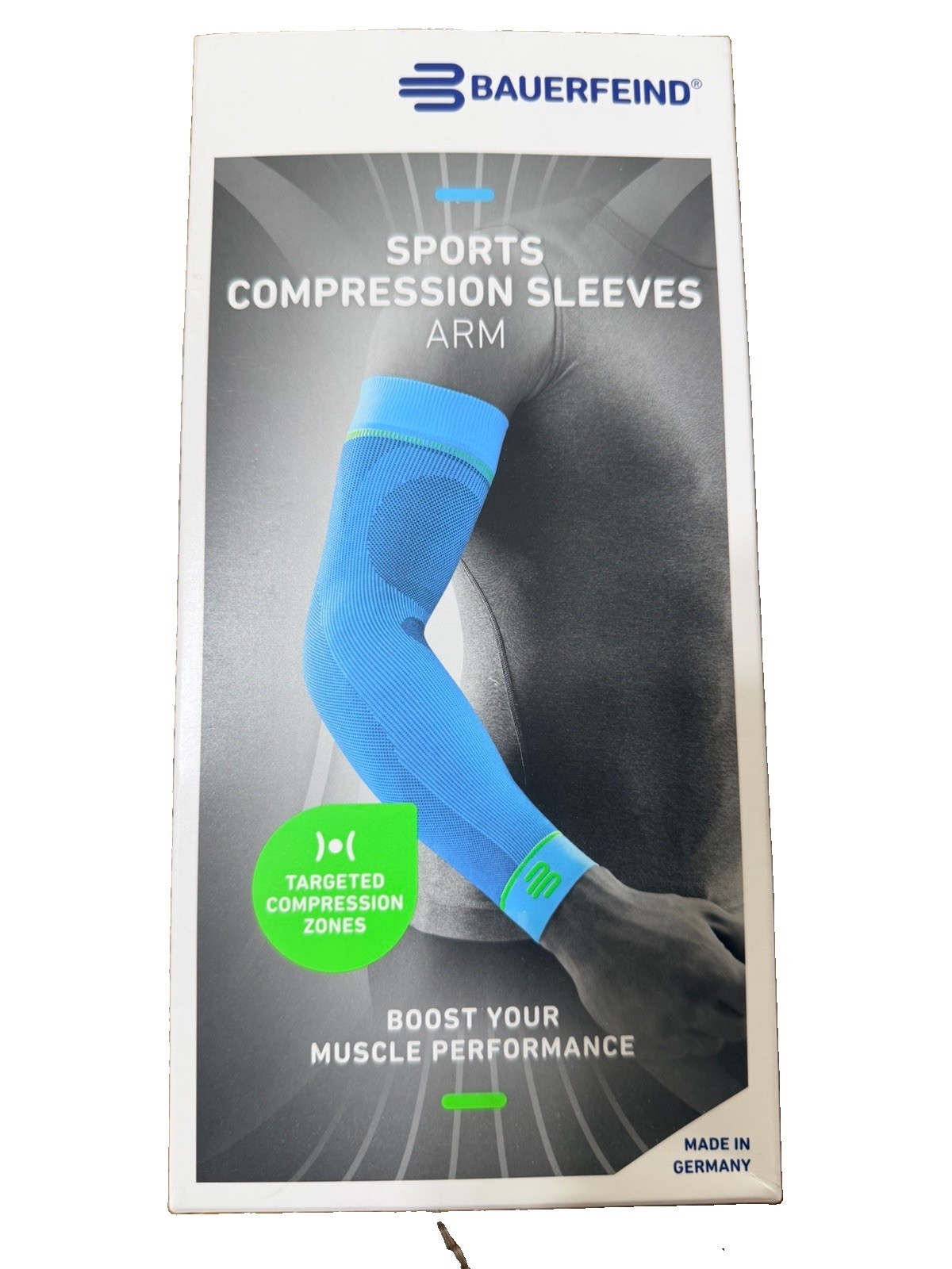 Bauerfeind Arm Compression Sleeve, Targeted Compression, Black, Size L Long