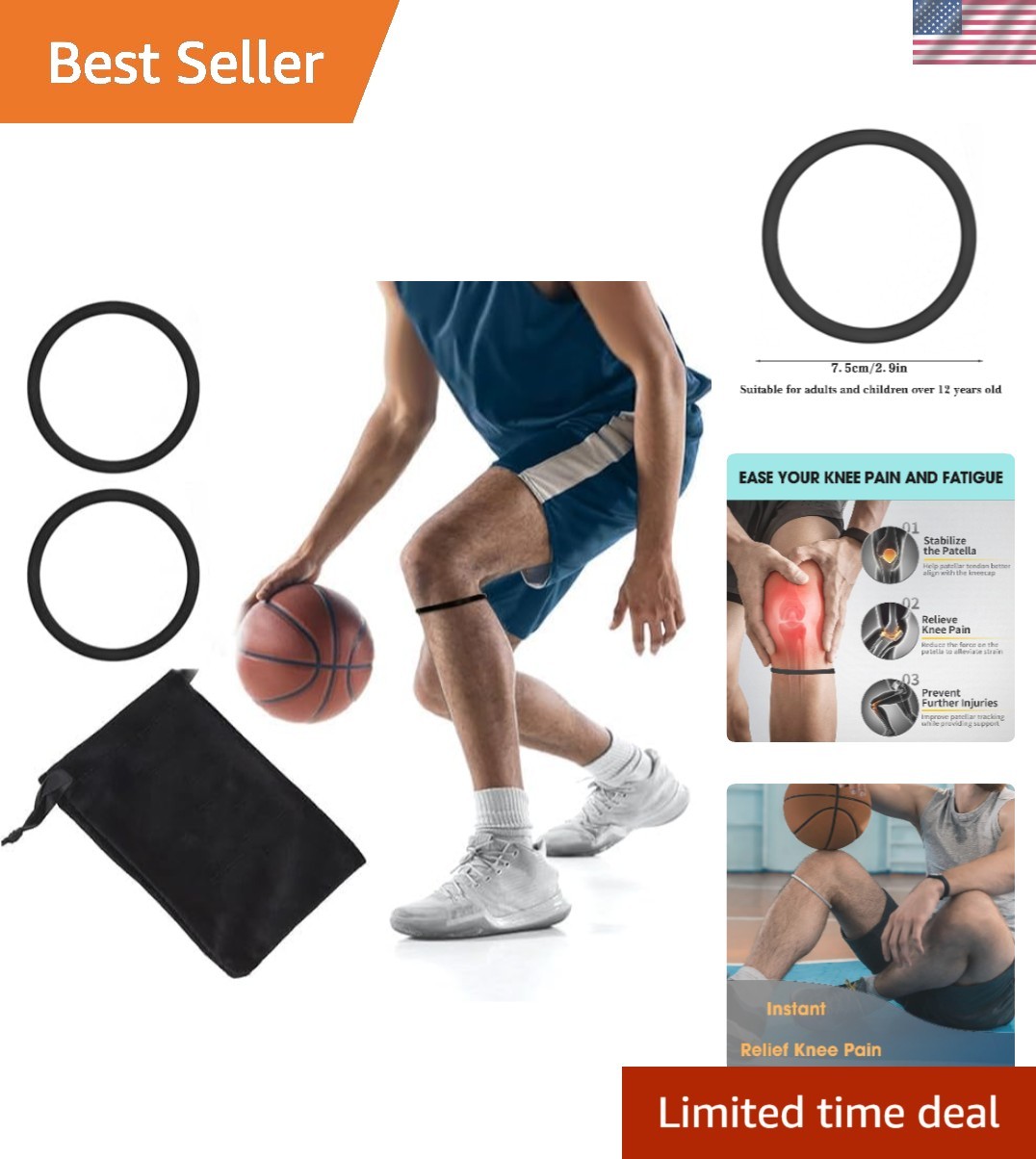 Enhanced Patella Bands – Ultimate Knee Pain Relief for Sports & Fitness, 2 Pack