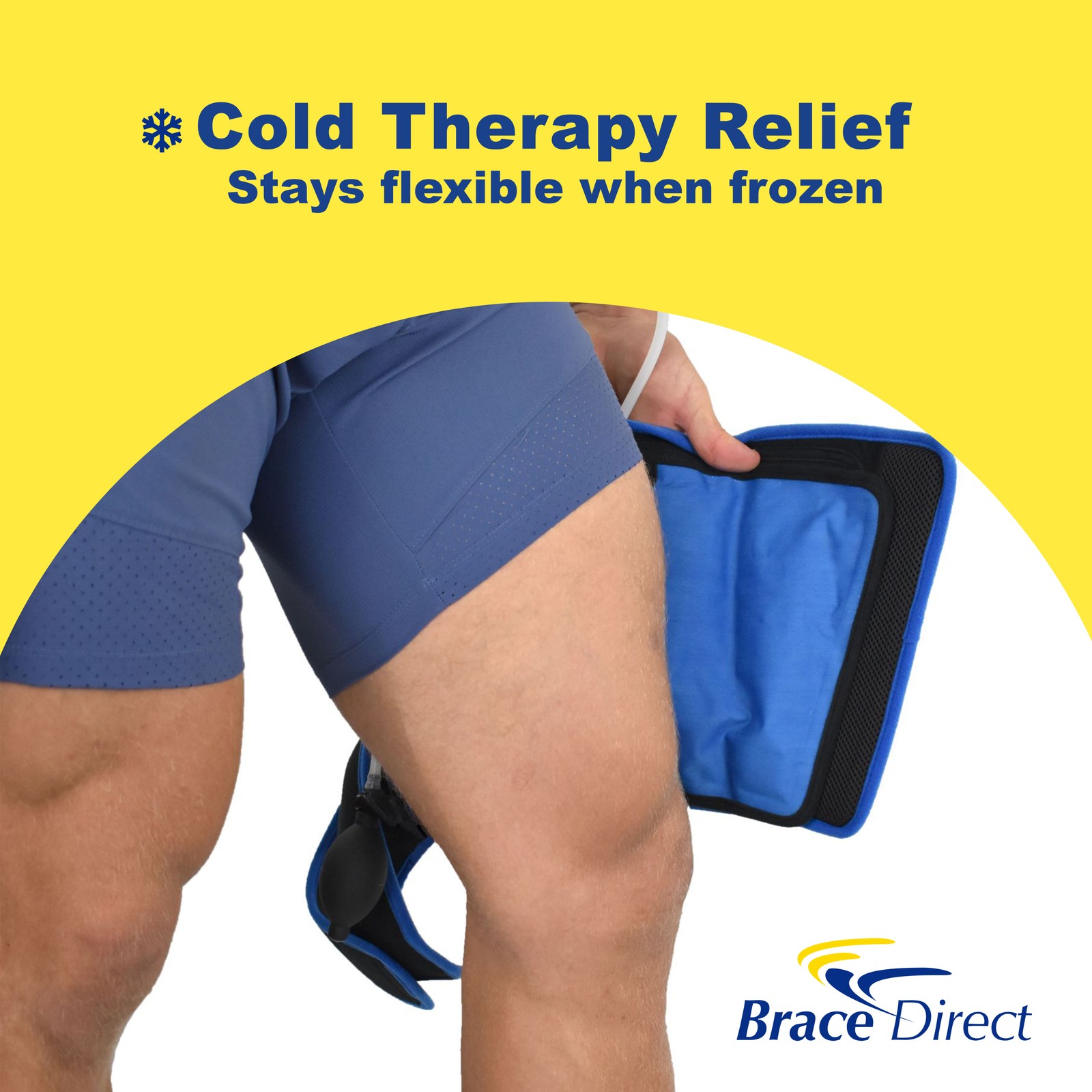 Cryotherapy Thigh Wrap with Adjustable Compression Air Pump Wrap with Ice Pack