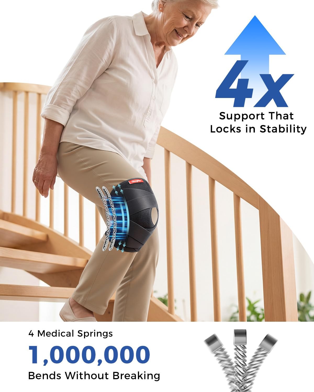 Medical-Grade Knee Brace for Women & Men,[Adjustable V-Straps & Medium, Black