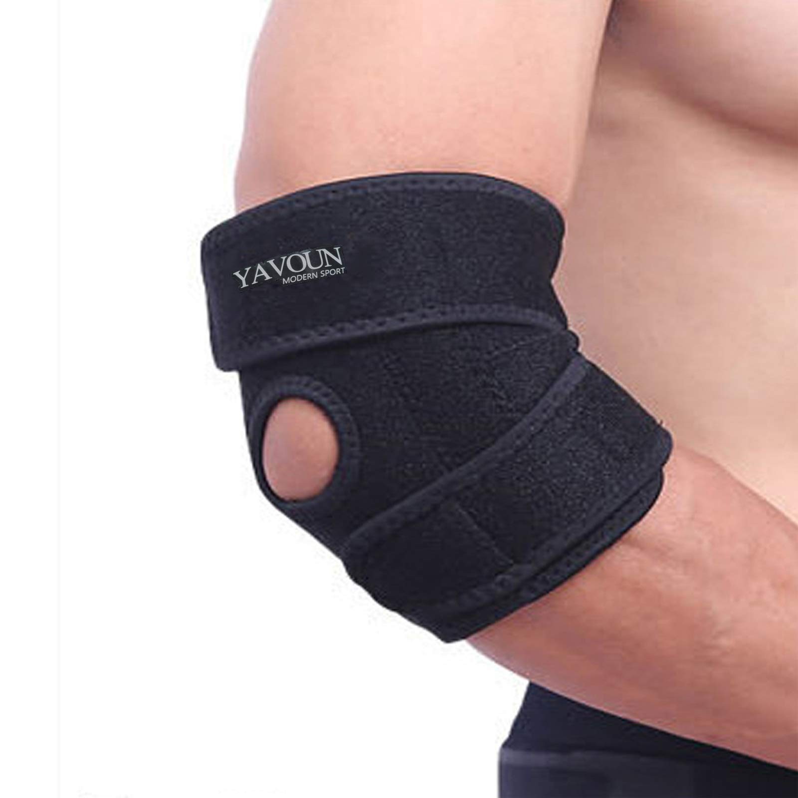 Elbow Brace, Adjustable Tennis Support for 1 Count (Pack of 1), Black